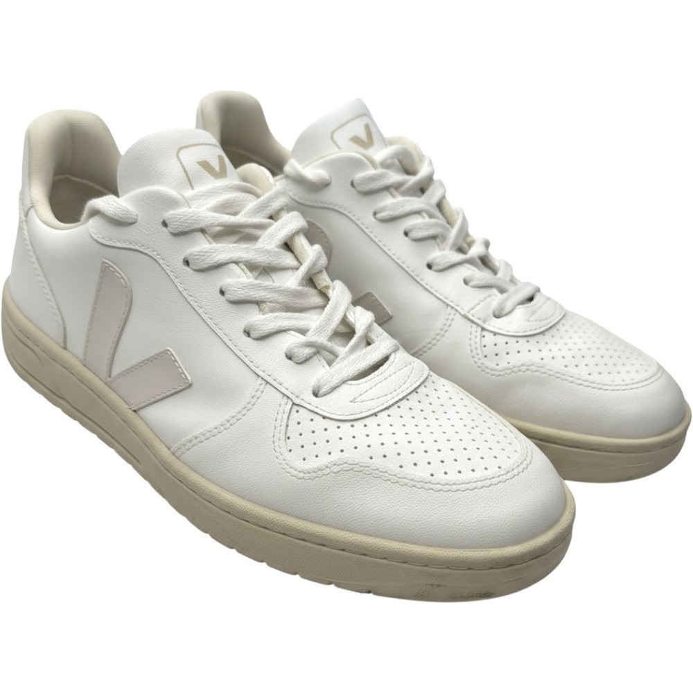 Veja V-10 Leather Sneakers White Natural Low Top Lace Up Shoes Men 9